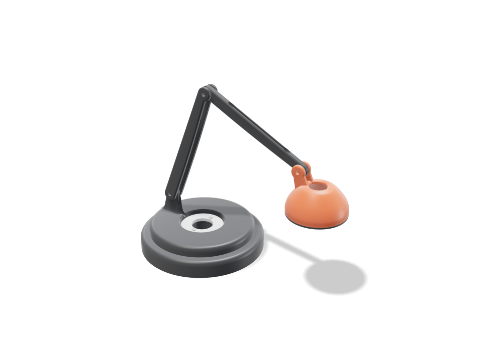 Skládací stolní lampa: model pro 3D tisk, 280 × 160 × 220 mm