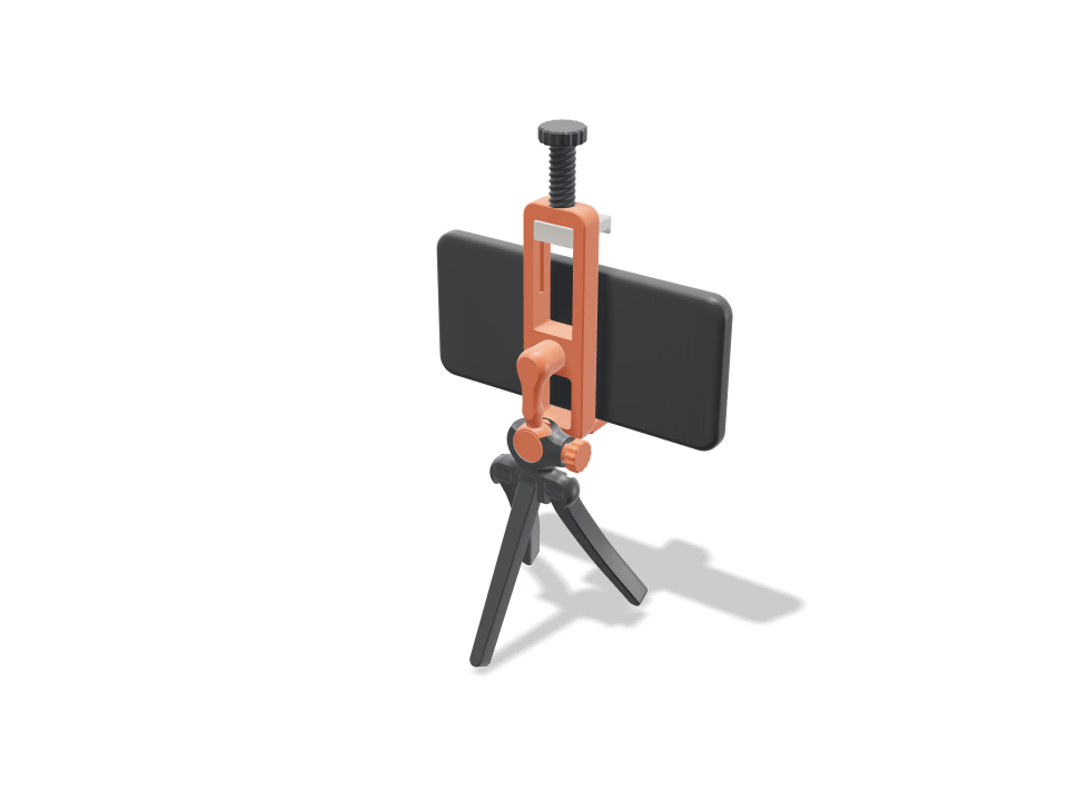 Folding phone tripod: 3D printable model, 75 × 57 × 265 mm