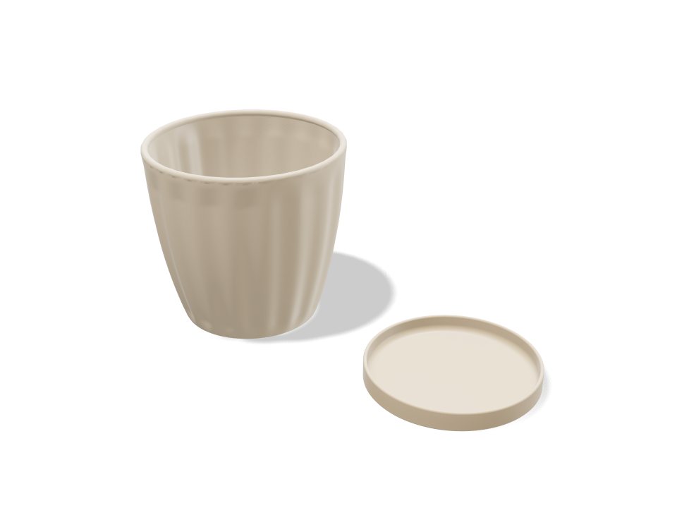 Fluted planter with saucer 3D model