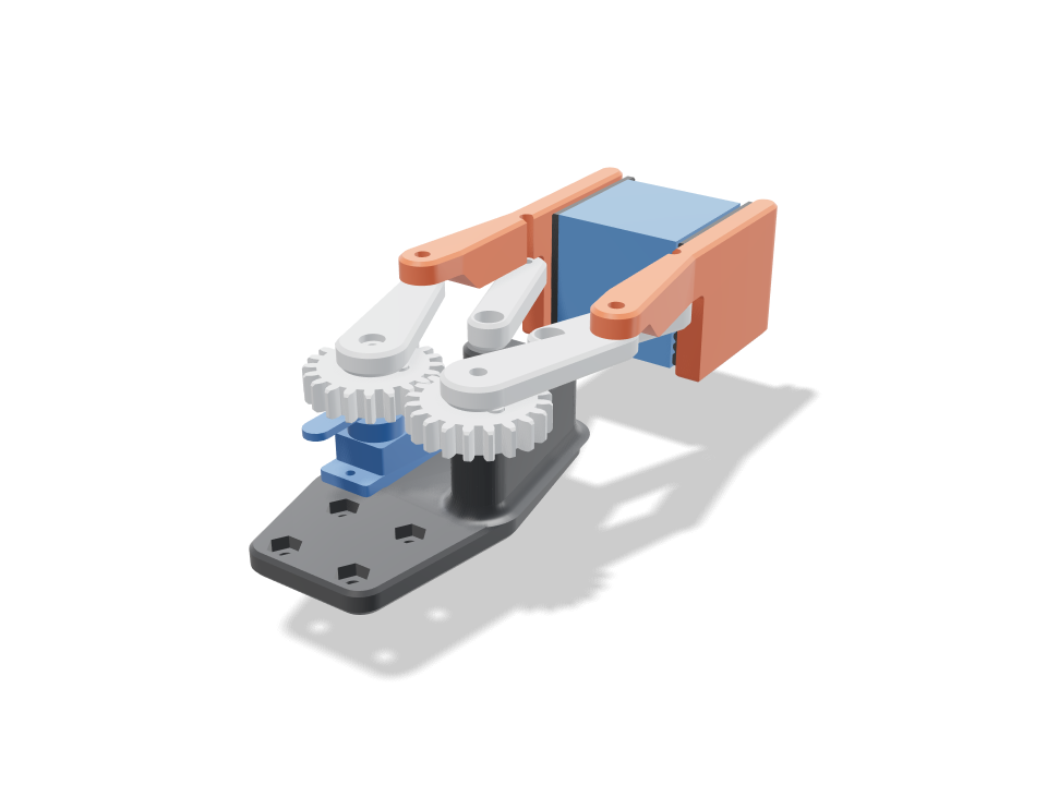 Servo parallel gripper: 3D printable model, 57 × 139 × 38 mm
