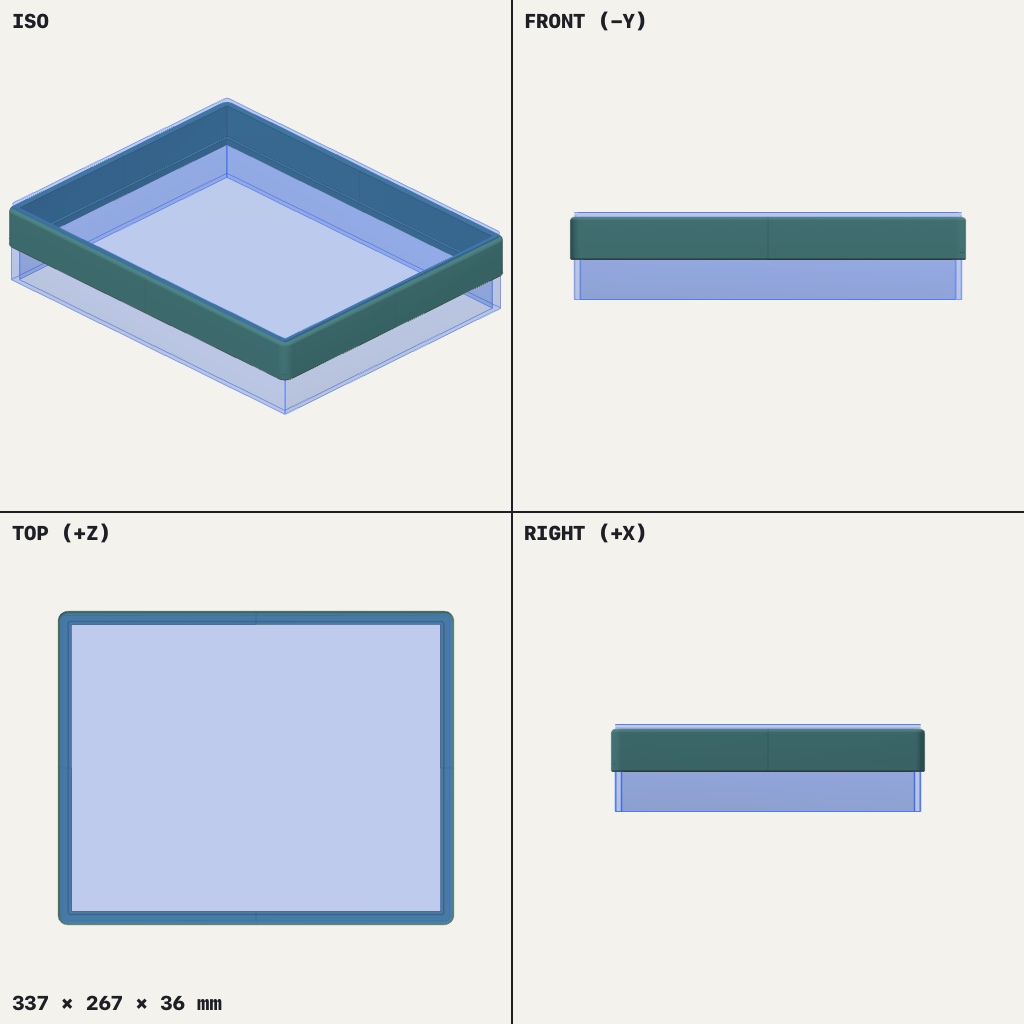 Shallow rectangular frame with a thin rim, like a tray with no bottom, sized to sit on a fish tank