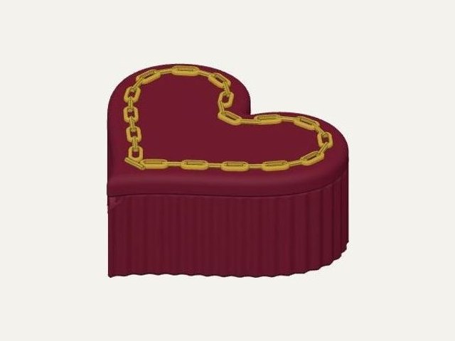 Heart jewelry box with chain lid, a 3D printable design