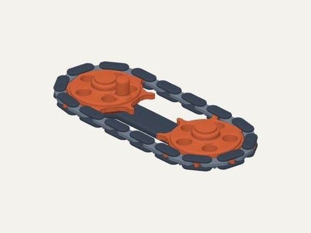 sprocket and chain in both end, a 3D printable design