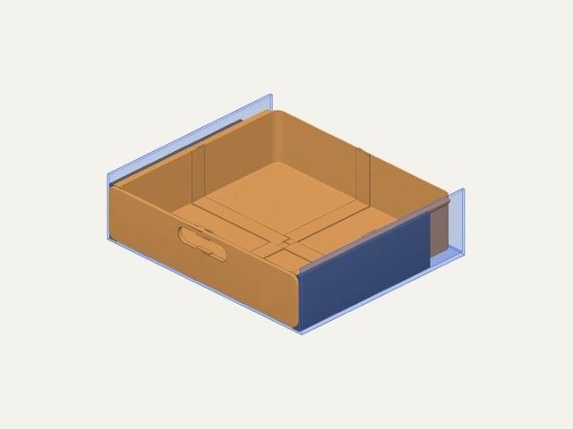 Un cassetto singolo con guide laterali per il contenitore di, a 3D printable design