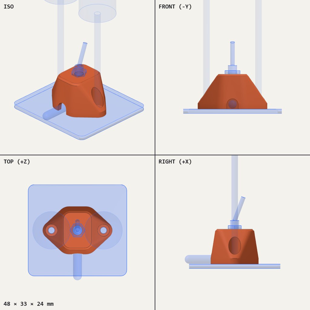 Small tapered orange housing with a toggle switch on top, a cable notch at the base and two screw holes