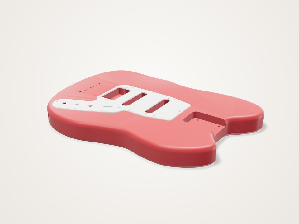 Strat-style electric guitar body (HSS), a 3D printable design