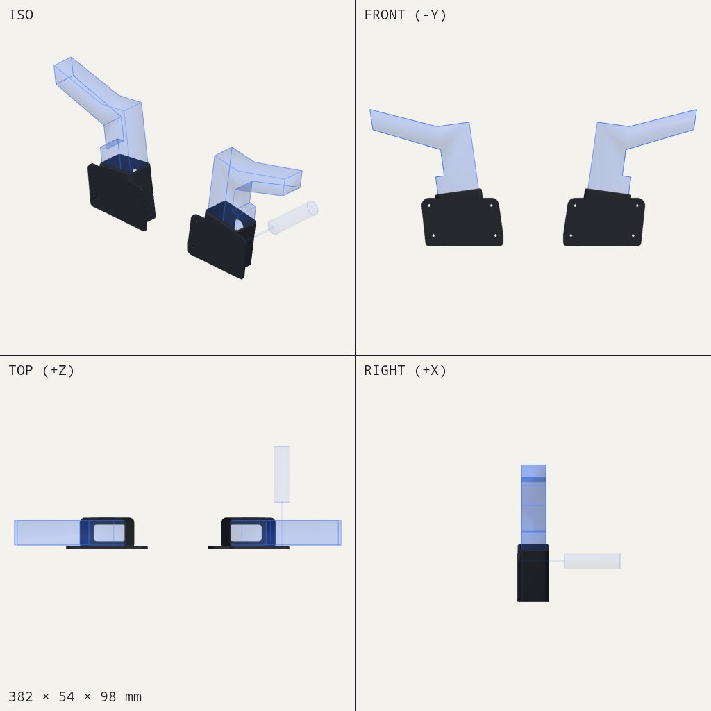 Pair of angled holster pockets on dark screw-down backplates, mirrored left and right