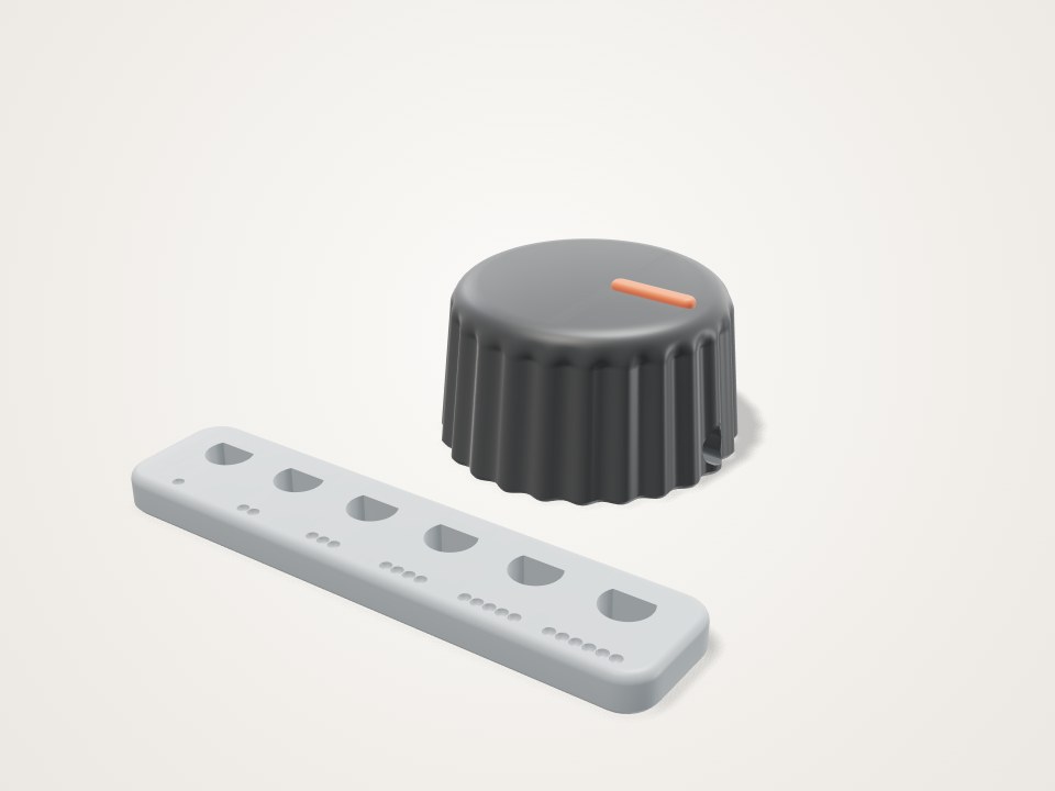 D-shaft replacement knob + fit gauge, 6 mm and 1/4 in, a 3D printable design
