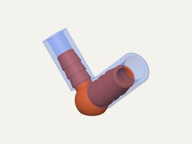 90° hose barb reducer, a 3D printable design