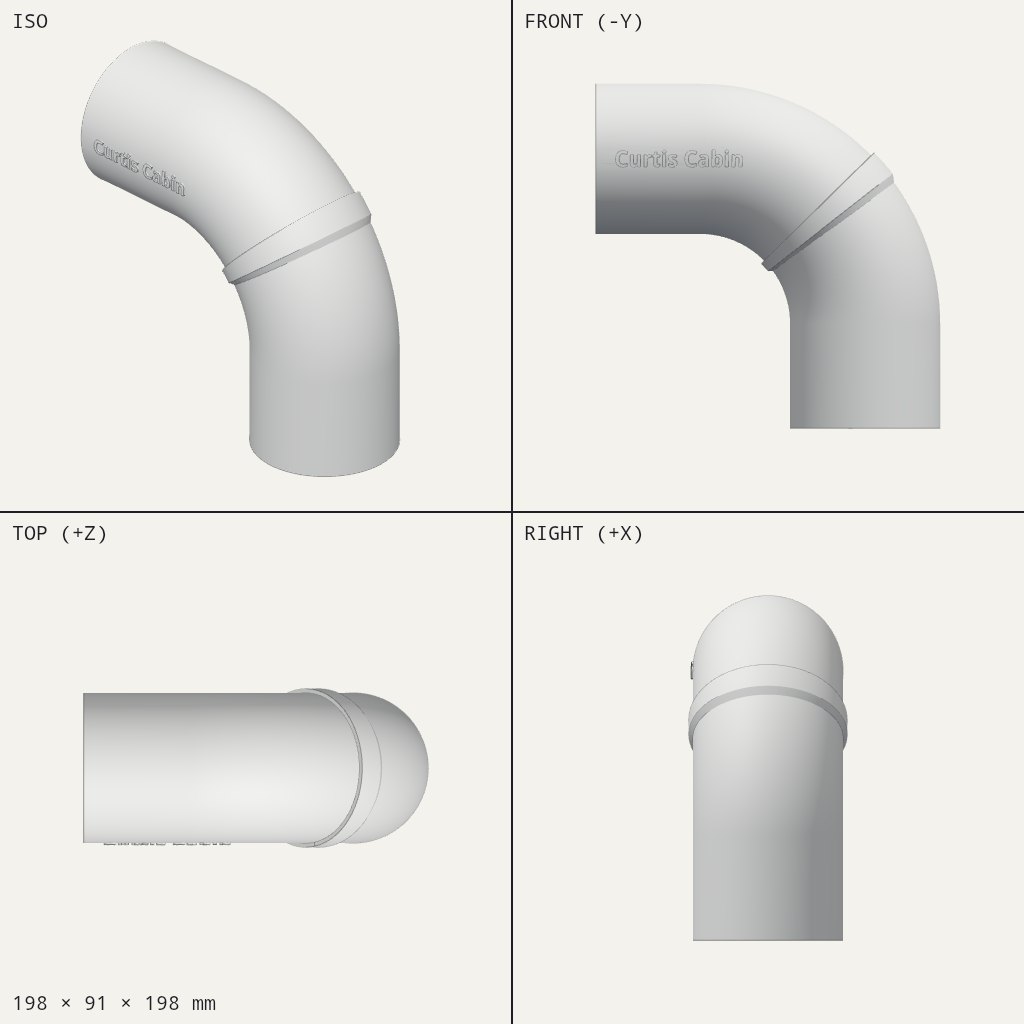 Downpipe 90° bend – Curtis Cabin