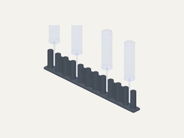 12-tube rack, 300 mm, a 3D printable design